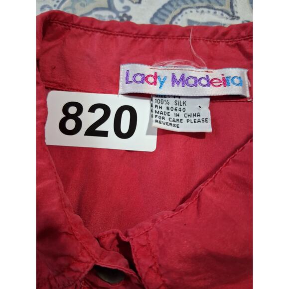 Y2K Vintage Lady Madeira Fringe Women's size M 100% Silk Button Up Western Top - Picture 9 of 9